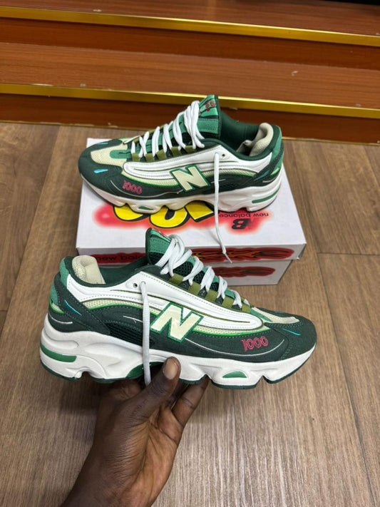 New Balance 1000 – Baskets Homme Vert Forêt & Blanc
